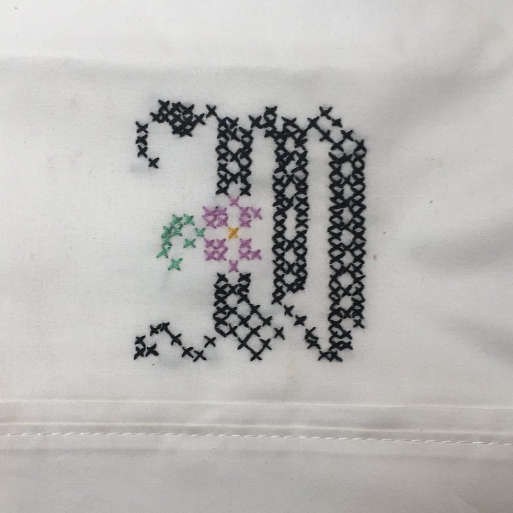Hand Embroidered Monogram Letter “W”